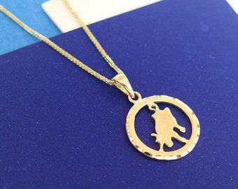 Taurus Necklace, 14K Gold Necklace, Minimalist Necklace, Custome Necklace, Dainty Gold Necklace, Zodiac Jewelry, Circle Necklace