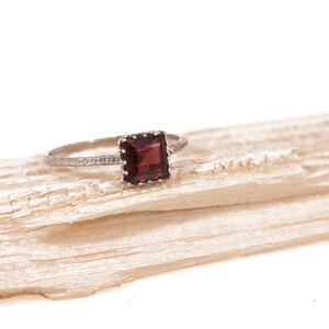 Garnet Ring, 14K White Gold Ring ,Engagement Ring, Handmade Jewelry, Promise Ring, Birthstone jewelry, Birthday Gift, Garnet Boho Ring image 1