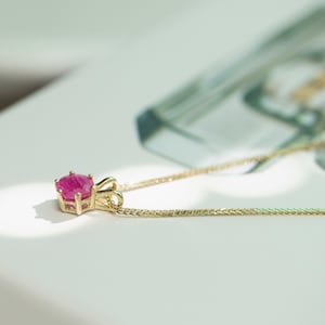 Gold Ruby Necklace, Gold Pendant, Necklace For Women, July Birthstone, Solitaire Necklace, Fine Jewelry, 14k gold Necklace, Dainty Necklace