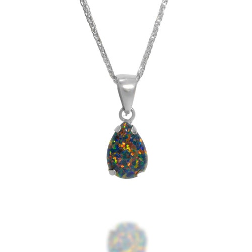Black shops Opal Teardrop Pendant, 14k White Gold Pendant, Opal Pendant, Opal Jewelry, October Birthstone, Small Pendant, Necklaces For Women