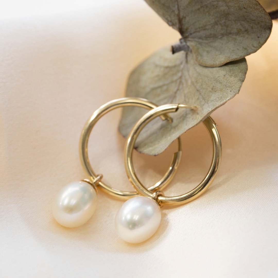 Twirled Pearl Hoop Earrings main image 0