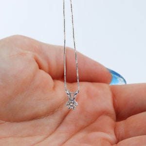 14K Moissanite Pendant Necklace, White Gold Moissanite Necklace, White Stone Necklace, Moissanite Necklace Gold, Minimalist Dainty Necklace