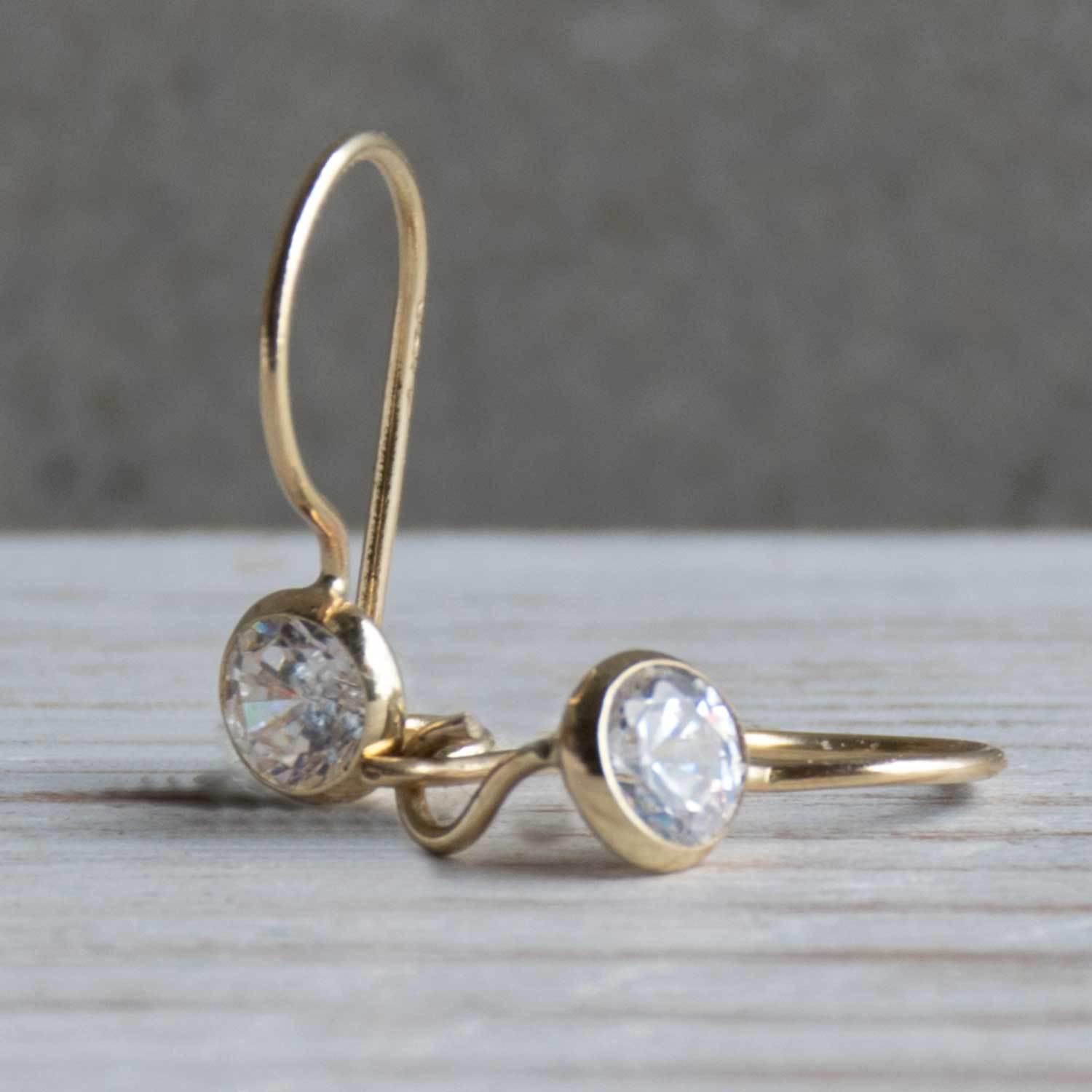 Solid Gold Earrings, Gold Drop Earrings, Gold Earring for Women ...