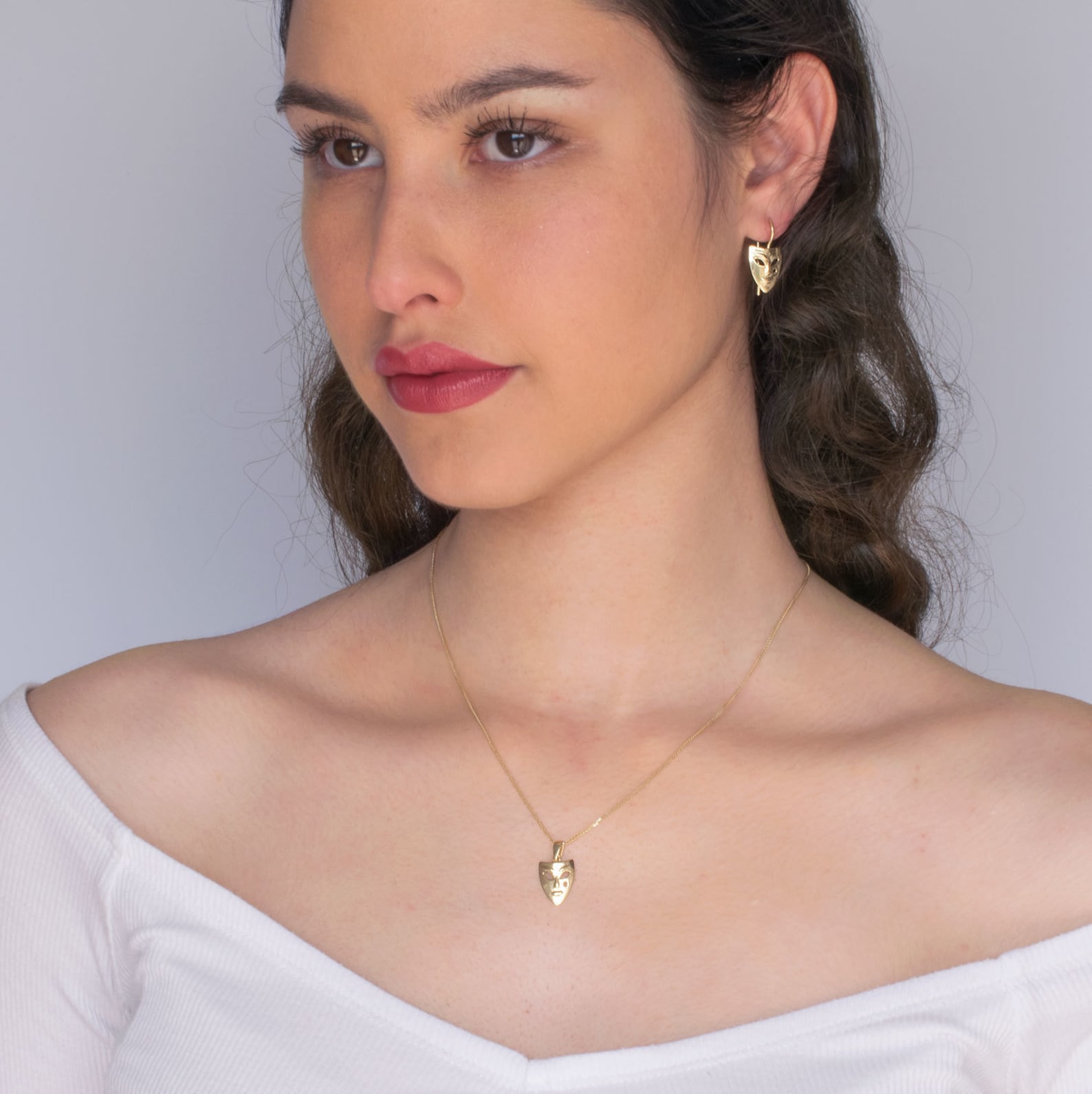 Mask Pendant 14k Gold Pendant Mask Necklace Face Pendant Etsy