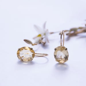 Citrine Earrings, 14K Gold Earrings Dangle, Gemstone Earrings Gold, Gemstone Earrings Drop, Yellow Earrings For Women, Fine Jewelry
