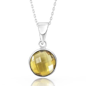 Golden citrine necklace, warm yellow gemstone pendant in white gold, November birthstone jewelry, 30th birthday gift for her