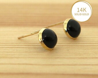 Black Onyx, 14K Earrings, Dainty Earrings, Gemstone Jewelry, Tiny Stud Earrings, Minimalist Earrings, Statement Earrings, Black Earrings