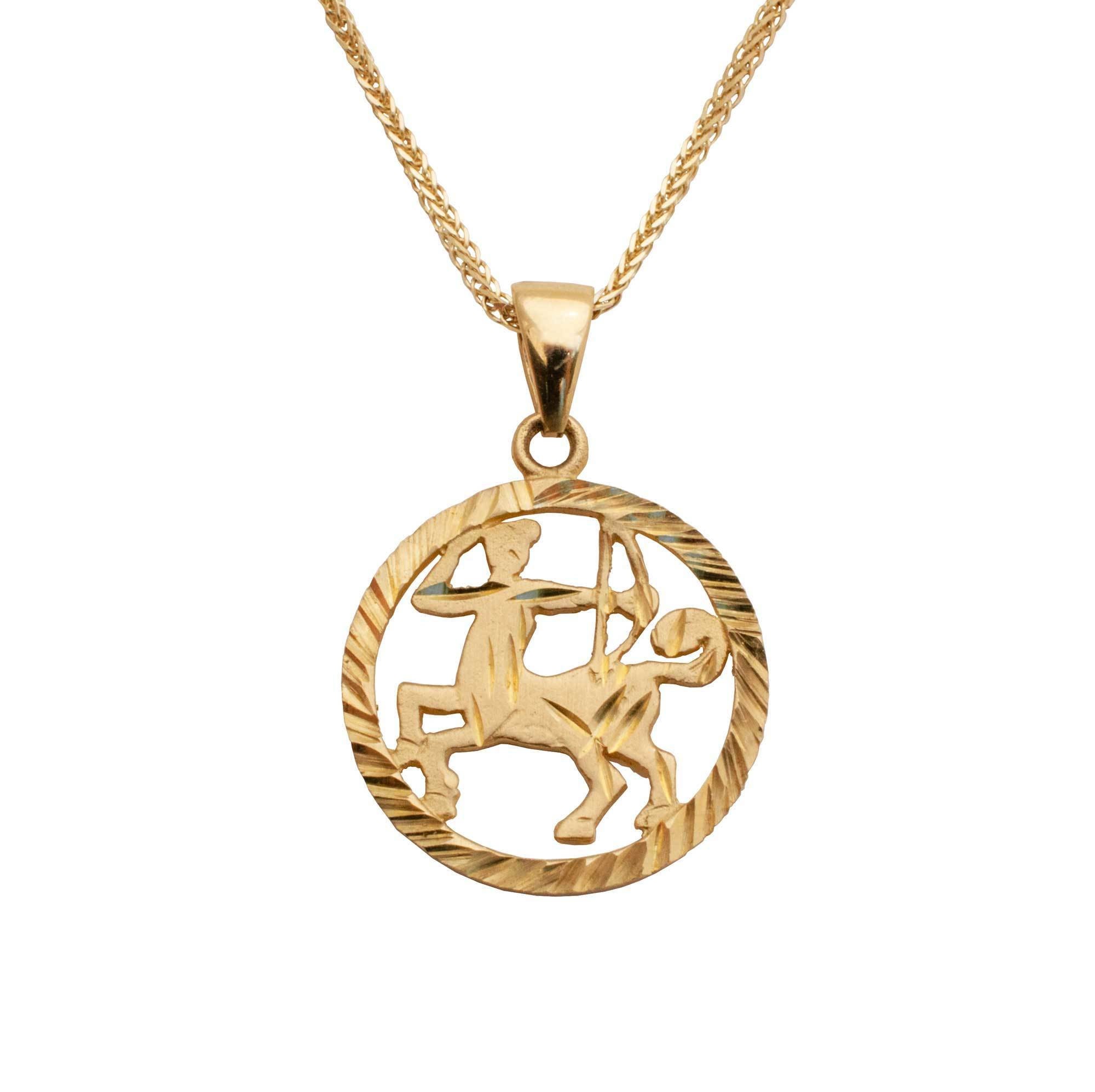 Amazon.com: 14k Two Tone Gold Open Circle Sagittarius Zodiac Sign Pendant  Necklace, 16