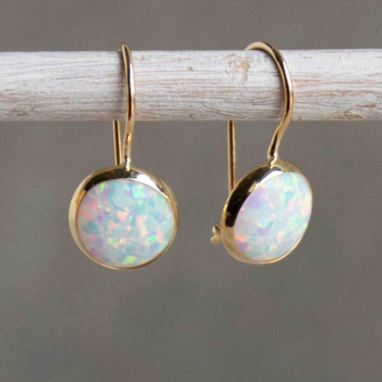 Opal gold earrings deals