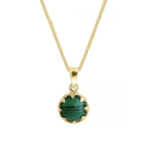 14K Gold Malachite Decorate Necklace, Malachite Jewely, Green Malachite, Malachite Pendant, Dainty Gold Necklace, Necklaces For Women