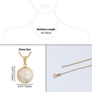 14K Solid Gold Moonstone Pendant Necklace, Round Natural Gemstone Fine Jewelry afbeelding 12