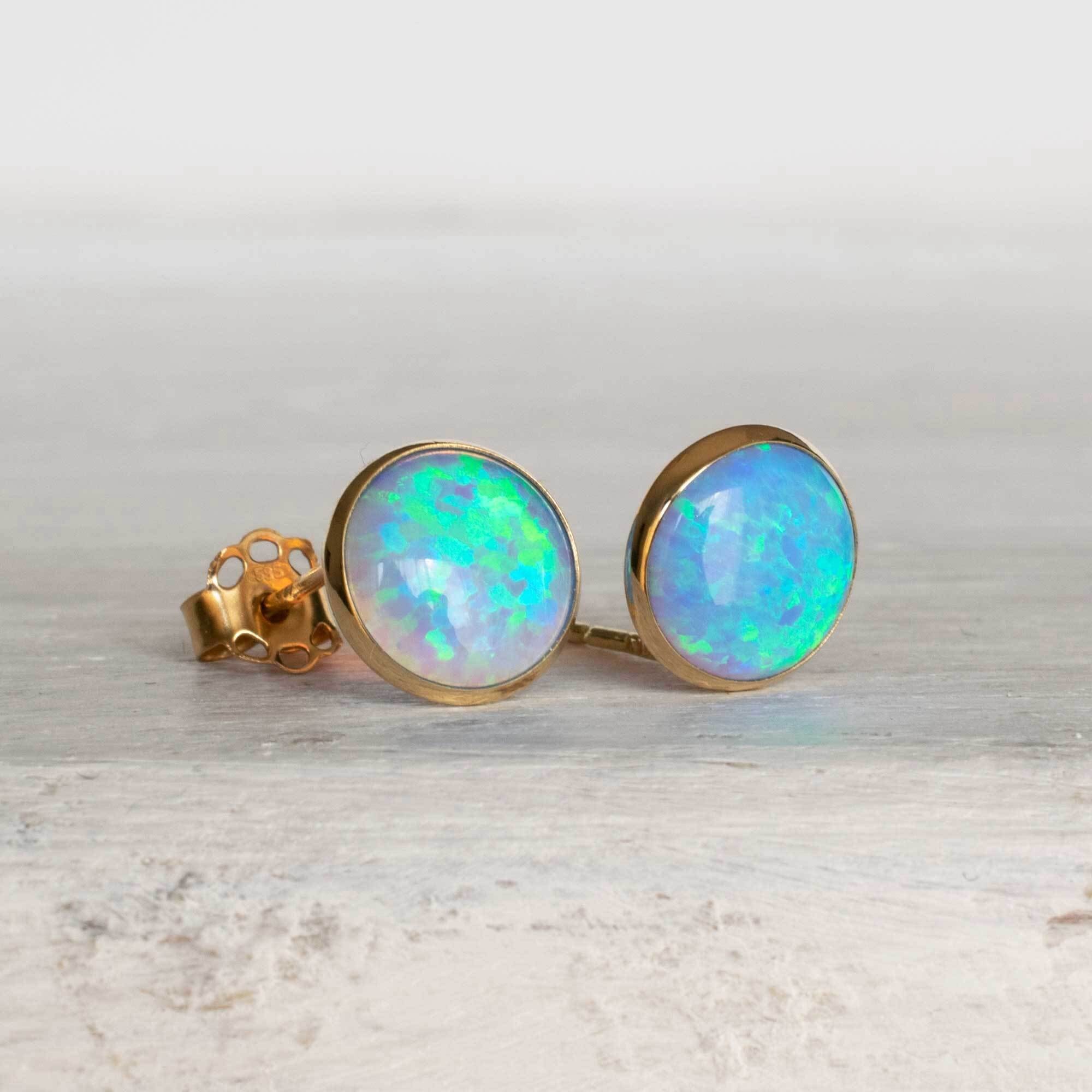 •AGATHA• blue opal + gold earrings main image 1