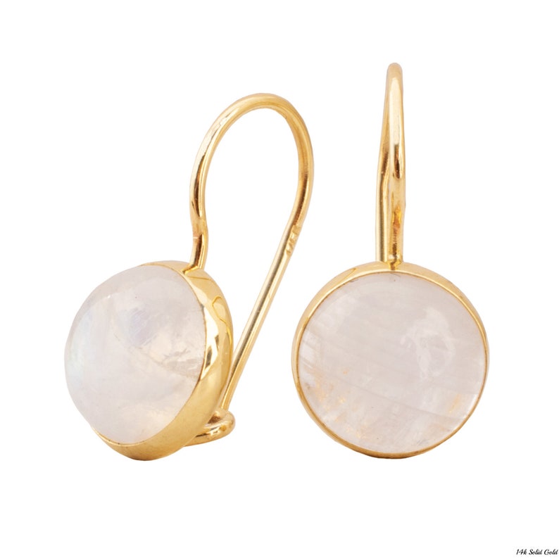 Wedding Earrings Dangle Earrings 14k Gold Earrings Geometric Earrings Handmade Jewelry Moonstone Earrings Simple Gold Earrings