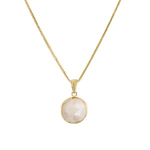 14K Solid Gold Moonstone Pendant Necklace, Round Natural Gemstone Fine Jewelry afbeelding 8