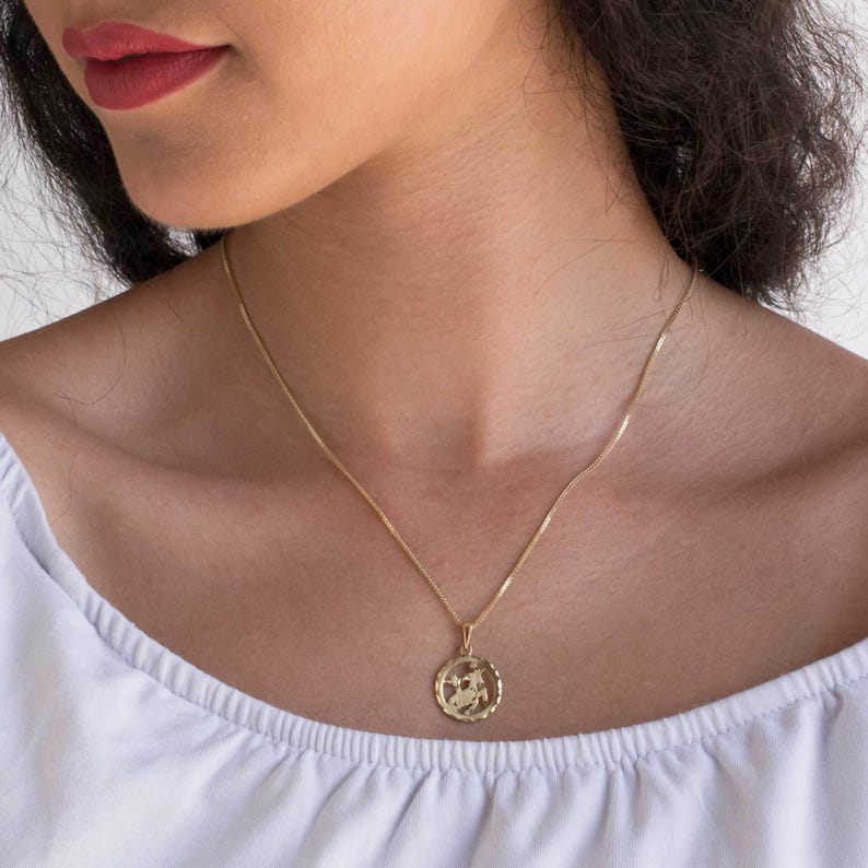 Capricorn Gold Necklace, 14K Gold Pendant, Capricorn Necklace, Zodiac Necklace Gold, Zodiac Jewelry, Gold Pendants, Necklace For Her image 4