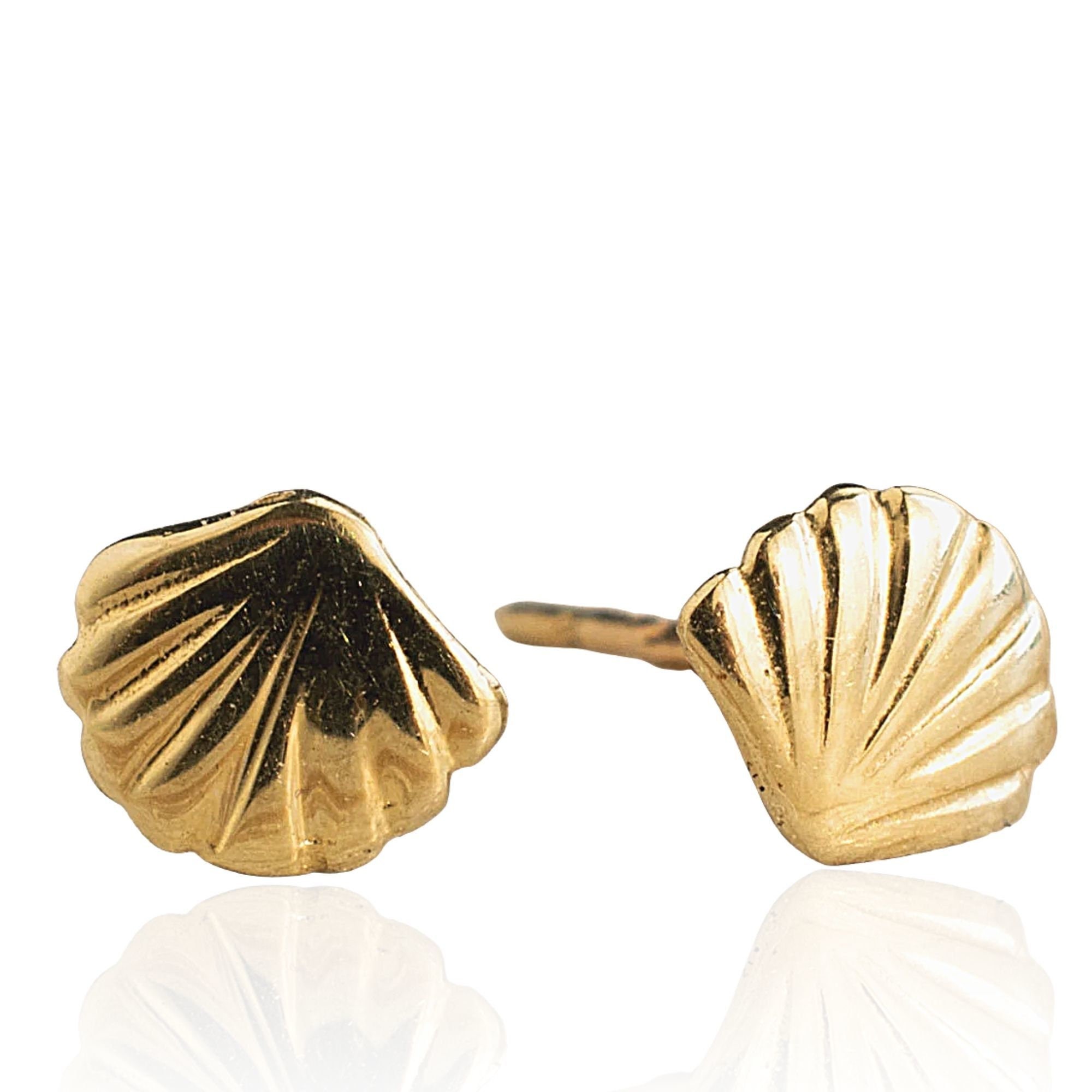 14k gold shell earrings deals