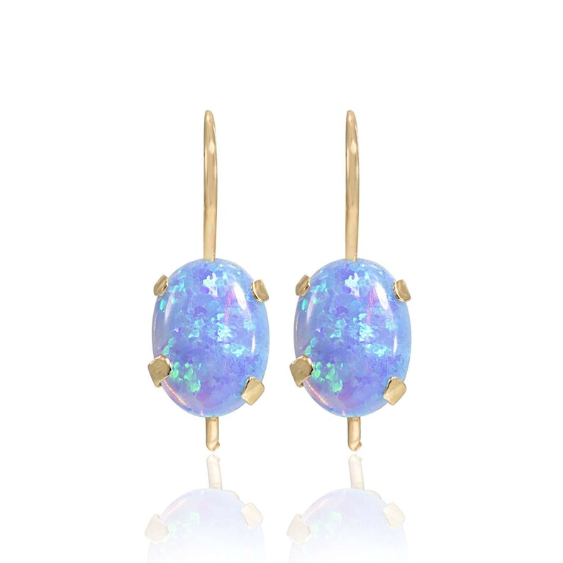 Opal Earrings 14K Gold Earringsdangle Earrings Solid Gold Etsy
