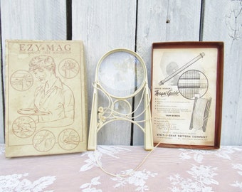 Vintage Hands Free Magnifier. EZ Mag Magnifying glass for needlework, jewelry making, Crafting, Embroidery, Sewing, Quilting, Model Building
