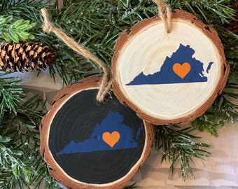 Virginia College Love Wood Slice Ornament - College Graduation Ornament -  Long Distance Gift