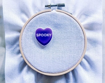 Spooky Conversation Heart Magnetic Needle Minder - Candy Laser Cut Acrylic Needleminder - Halloween Embroidery Accessories