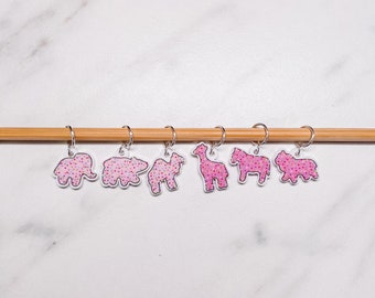 Animal Cracker Stitch Markers - Circus Cookie Knitting and Crochet Progress Keepers - Nostalgic Food Knitting Crochet Tools