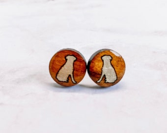Labrador Retriever Stud Earrings - Hand Painted Wood Earrings - Dog Mom Jewelry