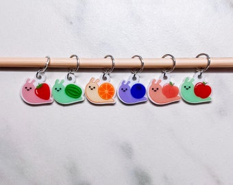 Fruit Snail Stitch Markers - Spring Garden Acrylic Knitting and Crochet Progress Keepers - Animal Knitting Crochet Tools