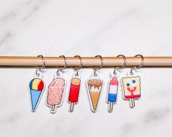 Ice Cream Truck Stitch Markers - Retro Knitting and Crochet Progress Keepers - Nostalgic Food Knitting Crochet Tools