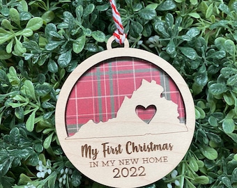 My First Christmas 2022 - Virginia Laser Cut Ornament - New House Christmas Decoration - Realtor Ornament