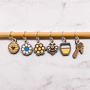 Honey Bee Stitch Markers - Laser Engraved Knitting and Crochet Progress Keepers - Bee Hive Knitting Crochet Tools