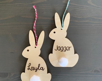 Personalized Bunny Tags - Bunny Tags - Easter Basket Name Tags - Easter Place Cards - Easter Tags - Easter Bunny Wood Ornament