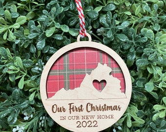 Our First Christmas 2022 - Virginia Laser Cut Ornament - New House Christmas Decoration - Realtor Ornament