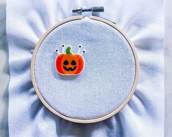 Jack O Lantern Pincushion Magnetic Needle Minder - Pumpkin Laser Cut Acrylic Needleminder - Halloween Embroidery Accessories