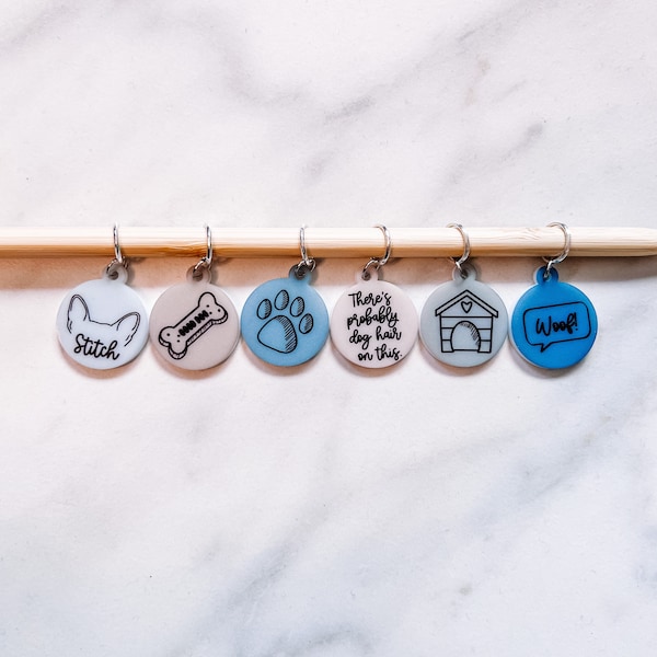 Personalized Dog Breed Stitch Markers - Dog Mom Handmade Acrylic Knitting and Crochet Progress Keepers - Dog Dad Knitting Crochet Tools