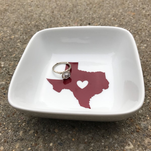 Texas College Love Jewelry Ring Dish