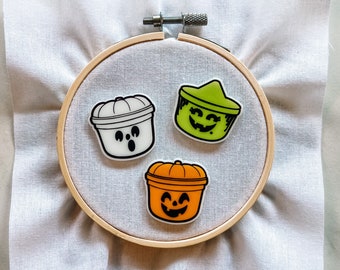 Retro Treat Bucket Magnetic Needle Minder - Fast Food Laser Cut Acrylic Needleminder - Halloween Embroidery Accessories