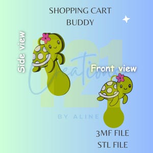 Turtle Shopping Cart Buddy Keychain 3D STL 3MF File Download