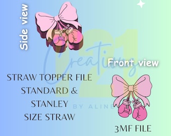 Awareness Bow Straw Topper 3D STL 3MF File Download