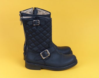 Vintage Urban Project Black Women boots/ Black Motorcycle Cowboy Boots/ Leather shoes/ Western Moto / Size EU 36/UK W 3,5/ US W 6