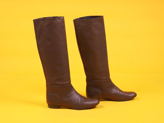 womens tan leather knee high boots uk