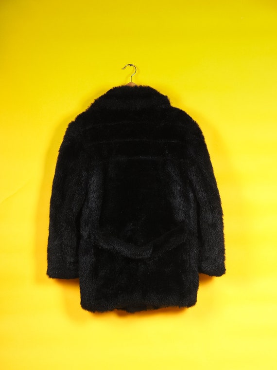Vintage faux fur coat/ Black fur coat/ Oversized … - image 9