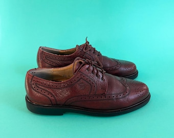 Scarpe brogue vintage in pelle marrone MJohn / Oxford con punta a coda di rondine realizzate in Austria / Scarpe eleganti classiche / Taglia EU 41 / UK 7 / US 8