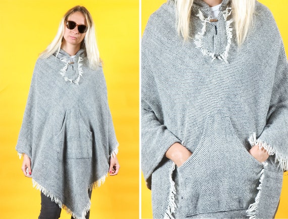 Vintage wool poncho made in India/ Yoga travel ou… - image 1