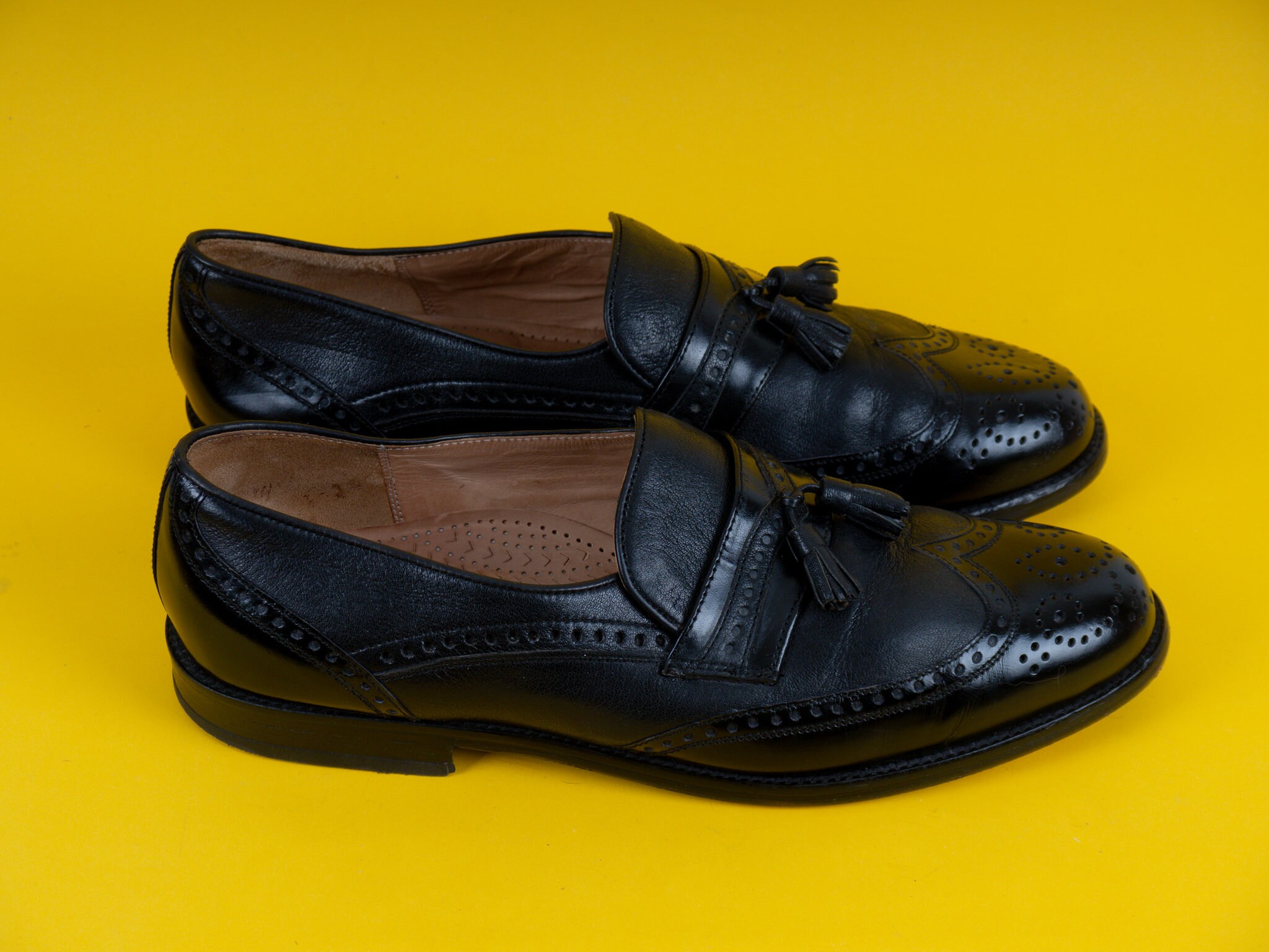 Manz Germany Black Leather Loafers Mens 9 Slip On Dress Shoes Vintage EU Men main image 3