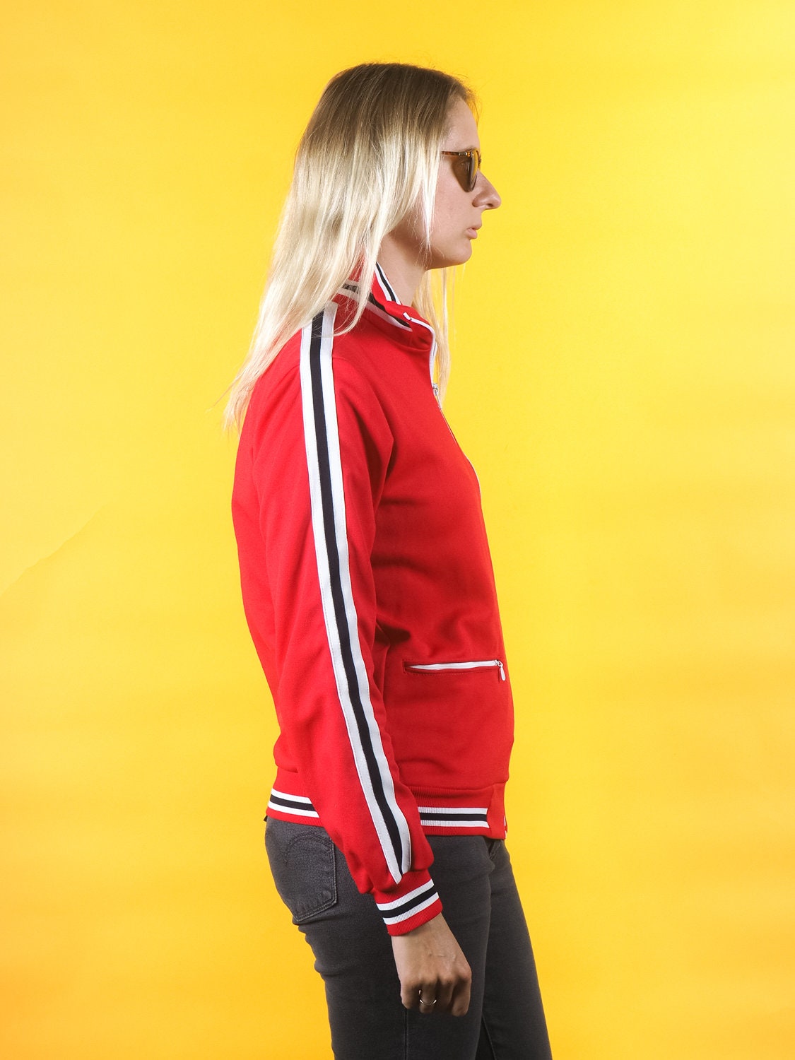 Vintage Women Red Track Jacket/ Retro Classic Windbreaker/ | Etsy