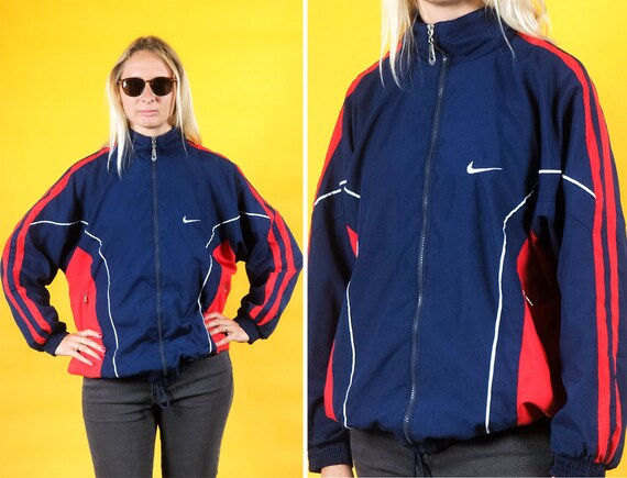 red and navy blue nike windbreaker