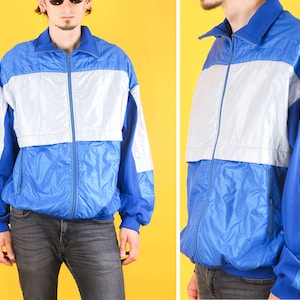 coupe-vent bleu homme vintage/ Veste sport/ veste d’entraînement vintage/ Veste sport colorée/ Urban/ Size Large