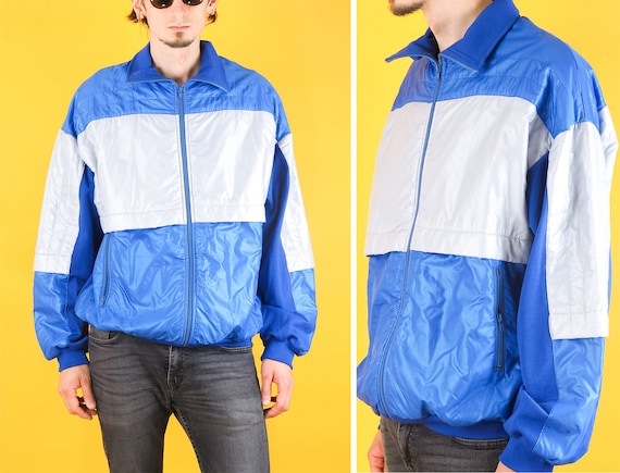 Vintage Men Blue Windbreaker Sports Jacket Vintage Training Jacket Colourful Sport Jacket Urban Size Large Etsy Ireland