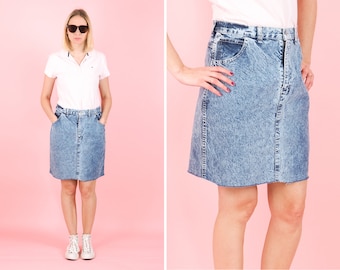 Vintage Ziggy mini denim skirt/ High waisted jeans skirt/ Blue washed denim skirt/ Mini skirt/ Classic denim/ Size Small