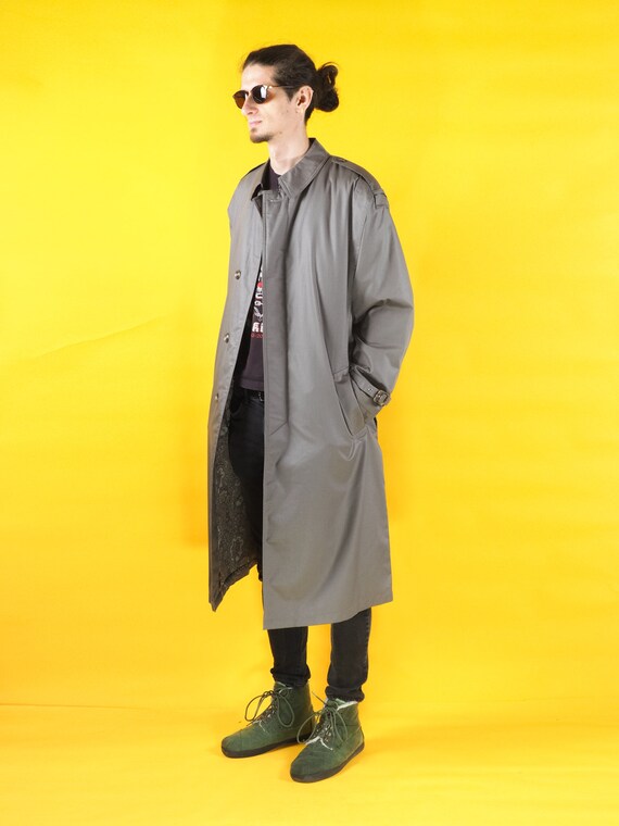 Vintage NEW CLASSIC MAN gray men trench coat/ Win… - image 7